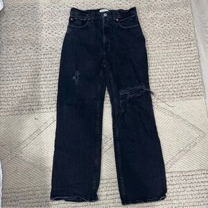 Abercrombie & Fitch Black Distressed Straight-Leg Jeans